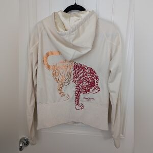 Vintage Pepe Jeans London 1990s Hoodie with Embellished Tiger on back